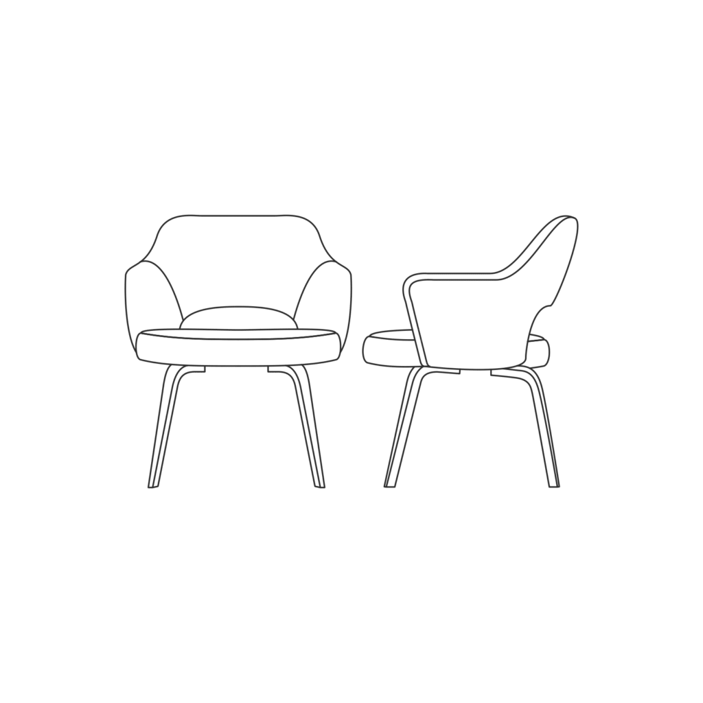 A line drawing - Saarinen Executive Chair - Armchair - Wood Legs