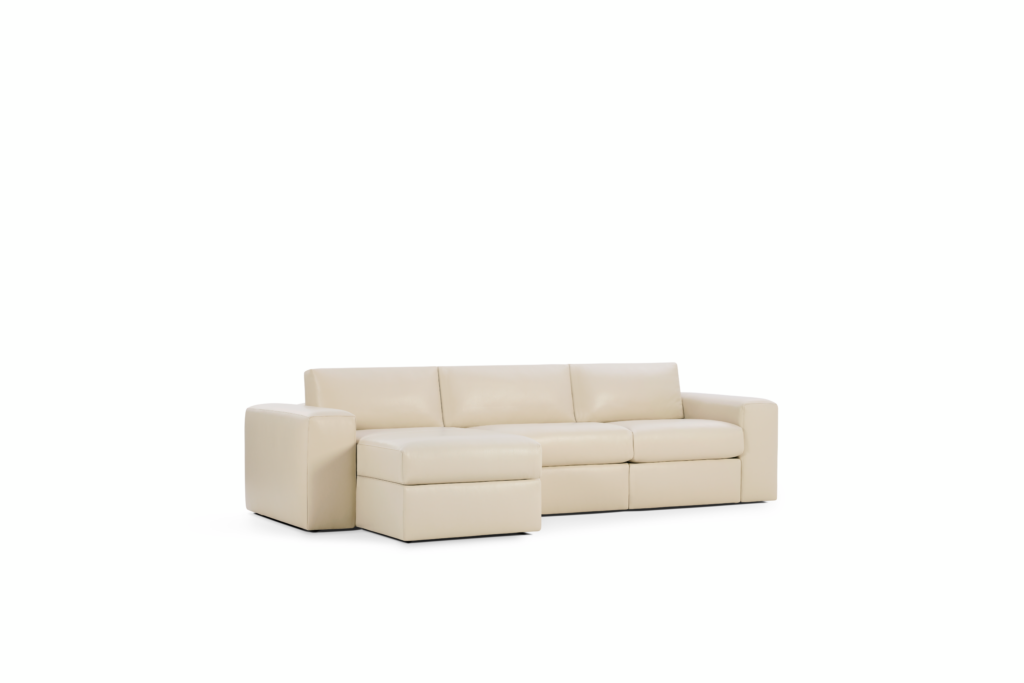 Irvin Sectional Chaise - Left, Raise Leather, Gesso