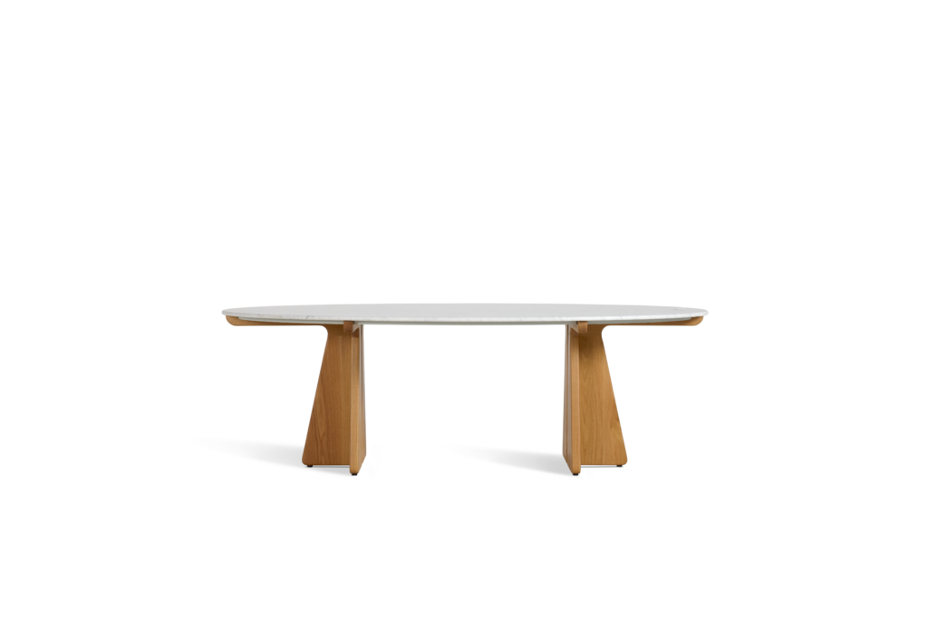 Pinna Dining Table - Oval, 90 Inch, Carrara, White Oak