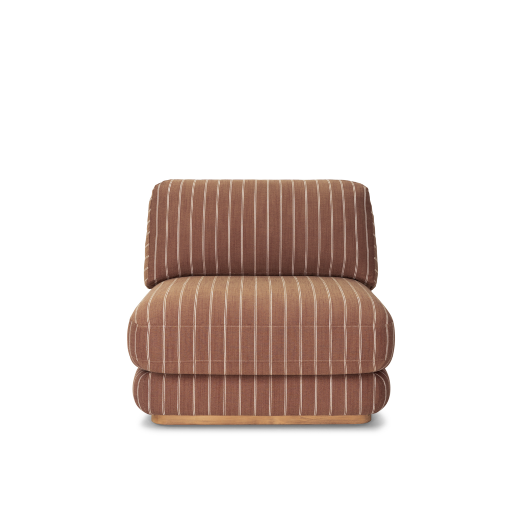 A Stack Outdoor Lounge Chair in Terra Rossa viewed from the front.