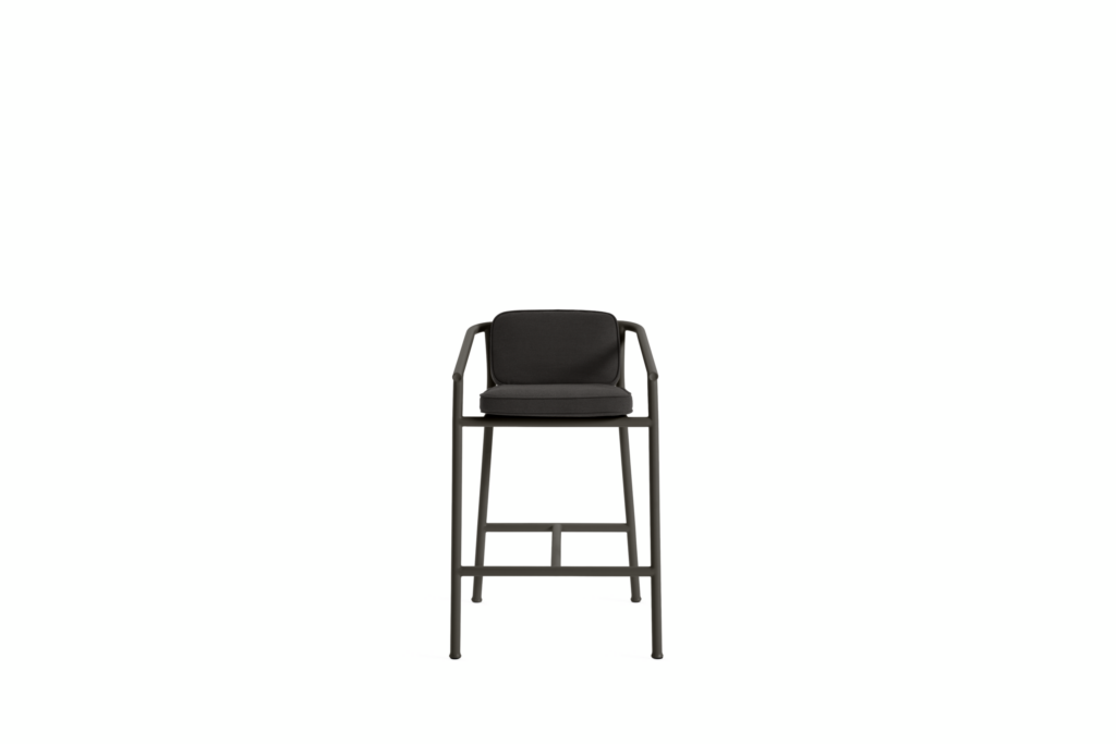 A Campus Outdoor Dining Stool viewed from the front.