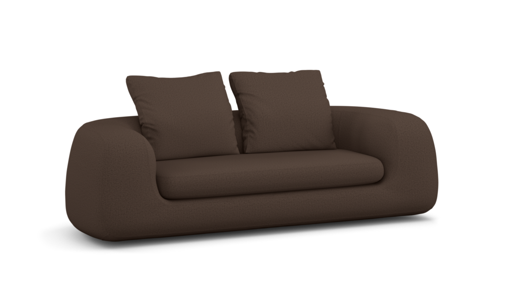 A Atlason Americano Sofa in Pecora, Chocolate viewed from an angle.