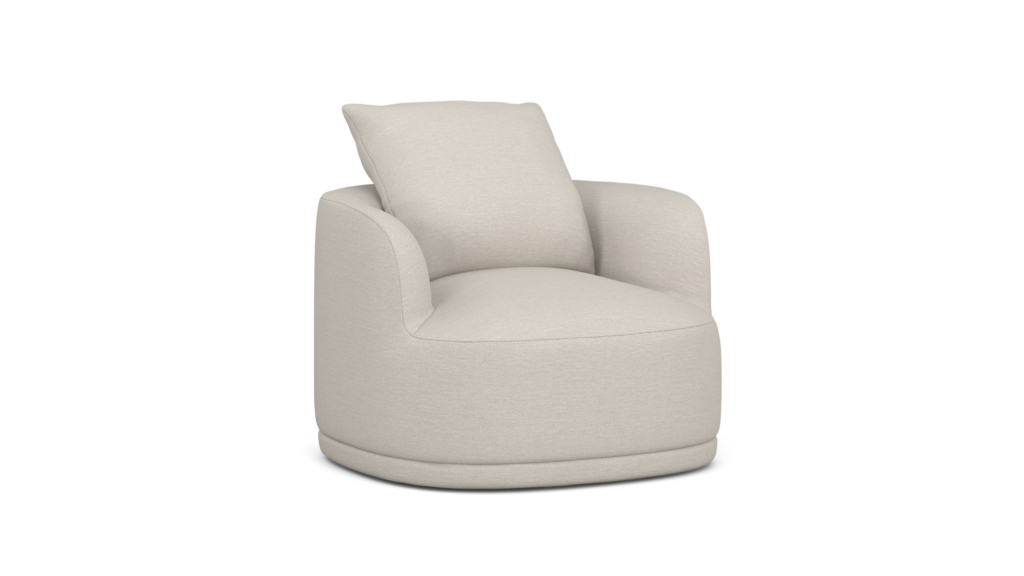 A Atlason Composed Swivel Chair in Shell Viewed from an angle.