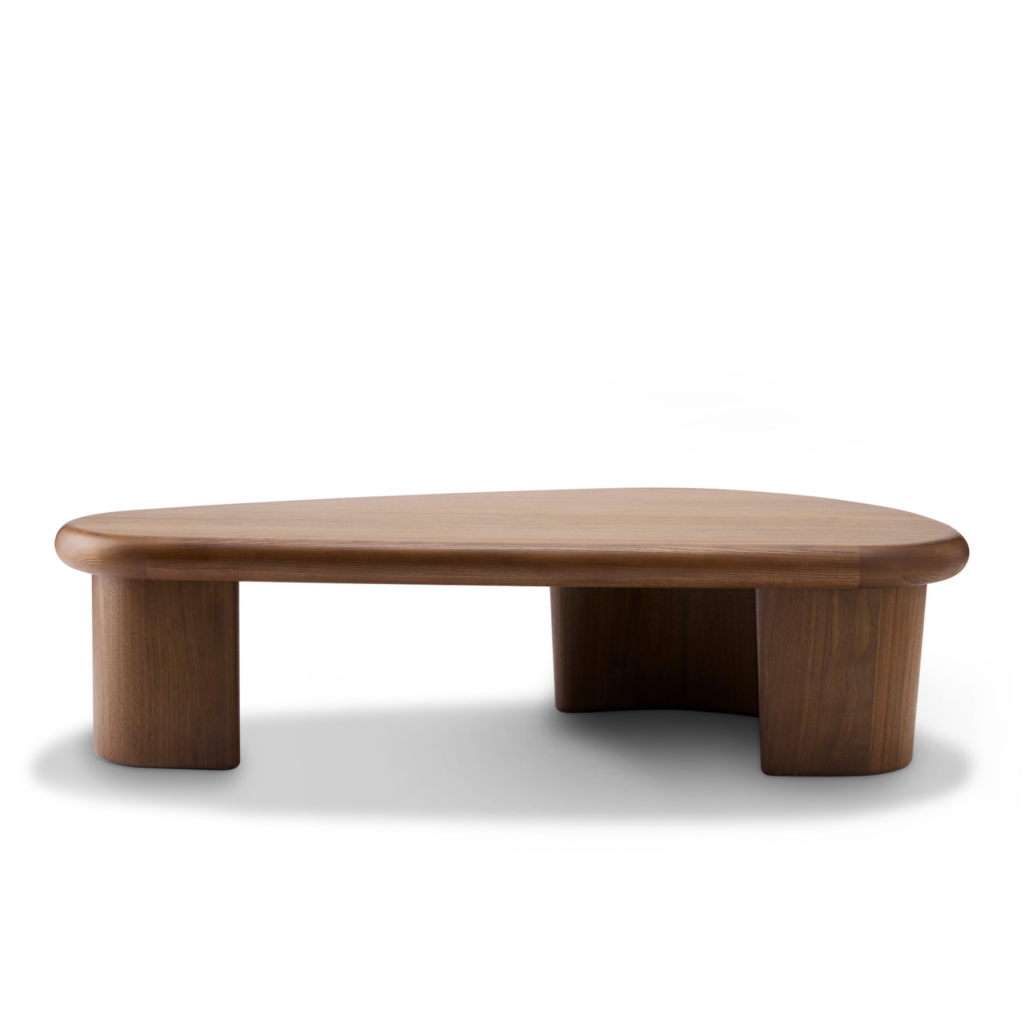 A Interlude Coffee Table in Walnut Stain viewed from the front.