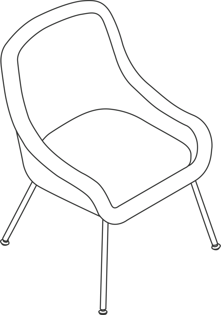 A line drawing - Bumper Armchair | 4-Leg Base | Low Arms