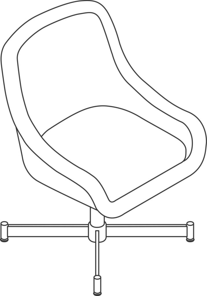 A line drawing - Bumper Armchair | 4-Star Base | Low Arms