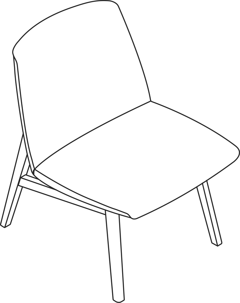 A line drawing - Clamshell Lounge Chair | Armless