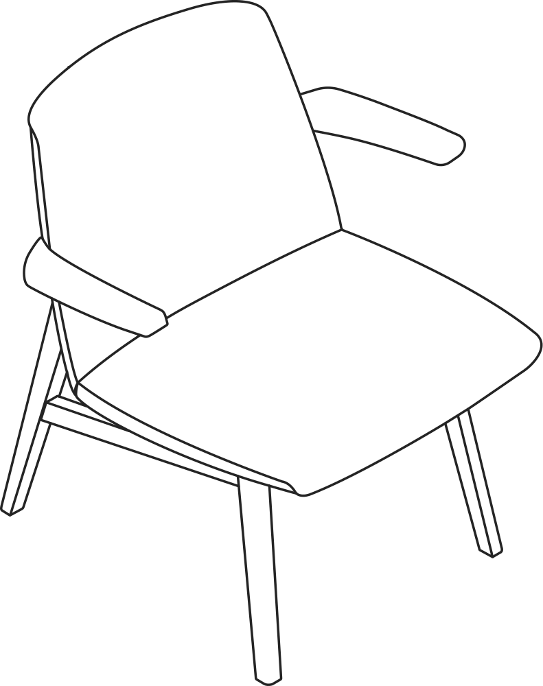 A line drawing - Clamshell Lounge Chair | With Arms