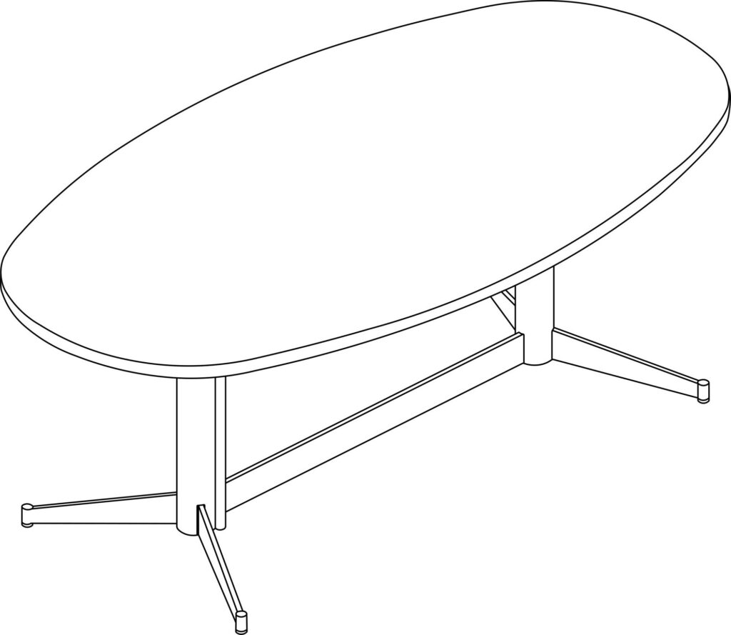 A line drawing - MP Height-Adjustable Table | Oval