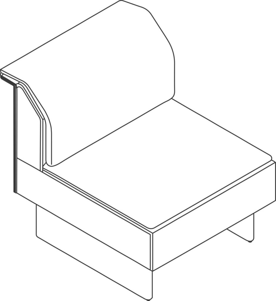 A line drawing - Mantle Club Chair | Armless | Wood Base