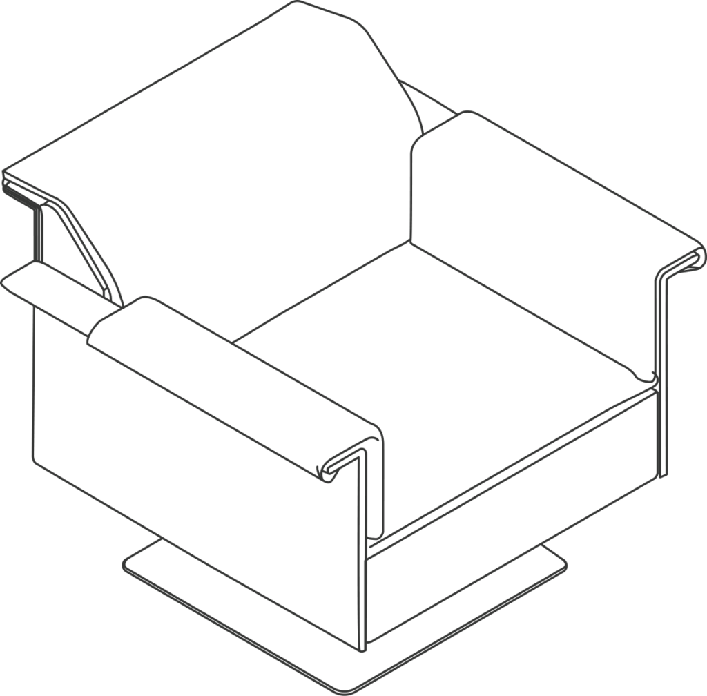 A line drawing - Mantle Club Chair | With Arms | Swivel Base