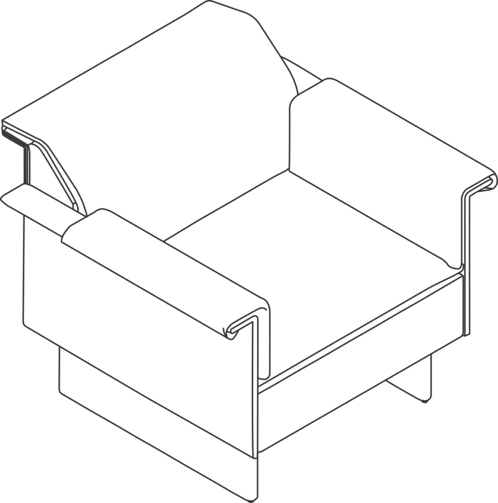 A line drawing - Mantle Club Chair | With Arms | Wood Base