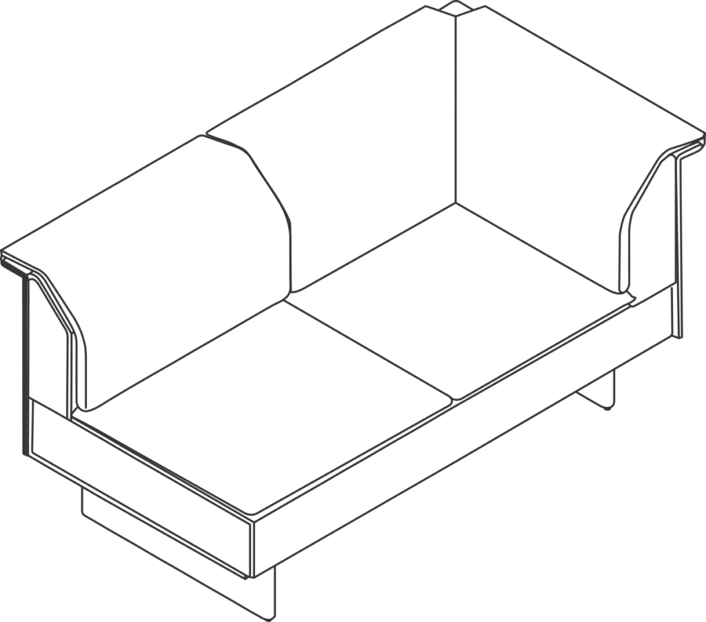 A line drawing - Mantle Sectional Sofa | Settee | Left Corner | Right Armless