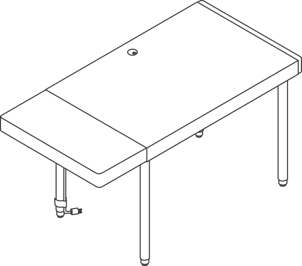 A line drawing - New Canaan Leatherwrap Sit-to-Stand Desk | Drawer Left