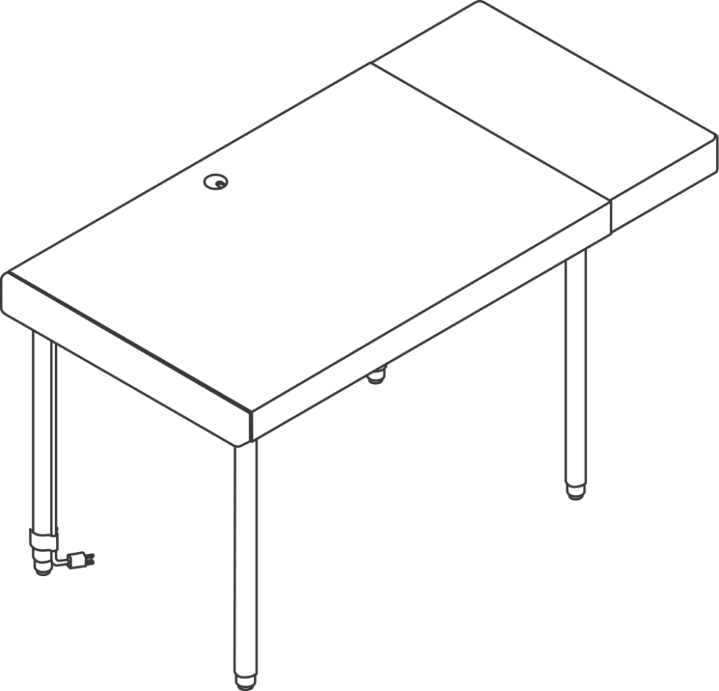 A line drawing - New Canaan Leatherwrap Sit-to-Stand Desk | Drawer Right