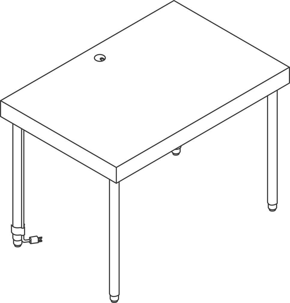 A line drawing - New Canaan Leatherwrap Sit-to-Stand Desk | No Drawers