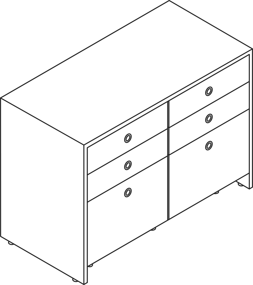 A line drawing - Sled Base Credenza | 2 Units Wide