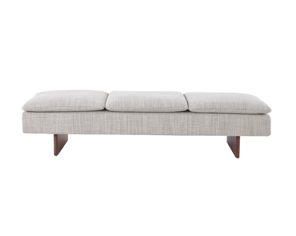 Mantle Bench in Capri Stone with Walnut Wood Base.