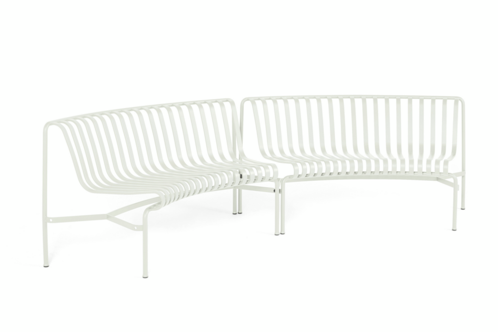 Palissade Park Dining Benches, Set of 2 - Metal, White