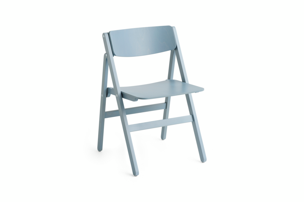 Backflip folding chair in cloud blue finish, angled