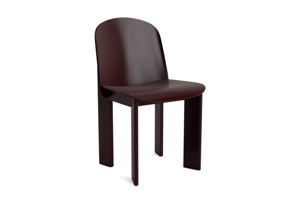 Chisel Chair in dark bordeaux beech, angled view