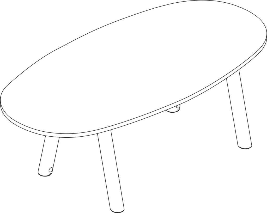 A line drawing - Boa Table | Oval | Seated Height