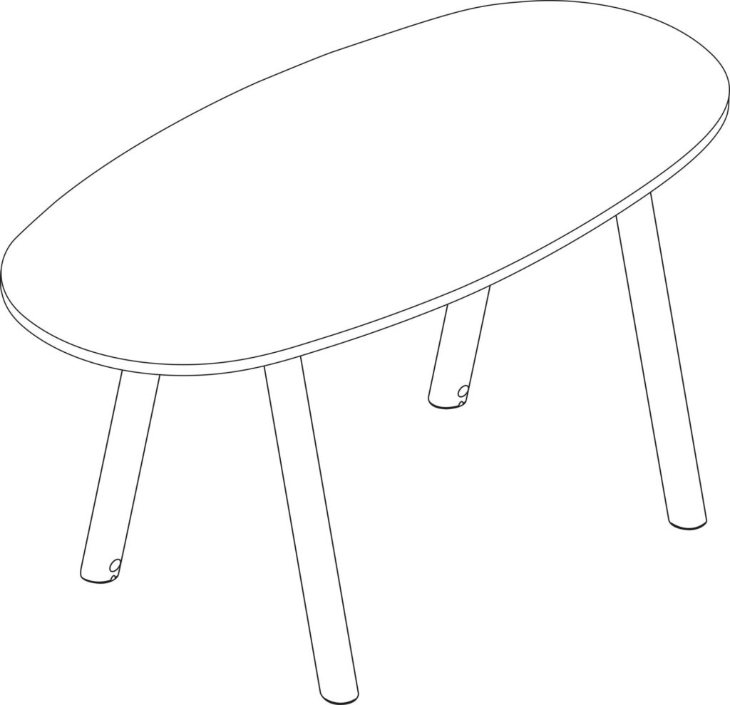 A line drawing - Boa Table | Oval | Standing Height