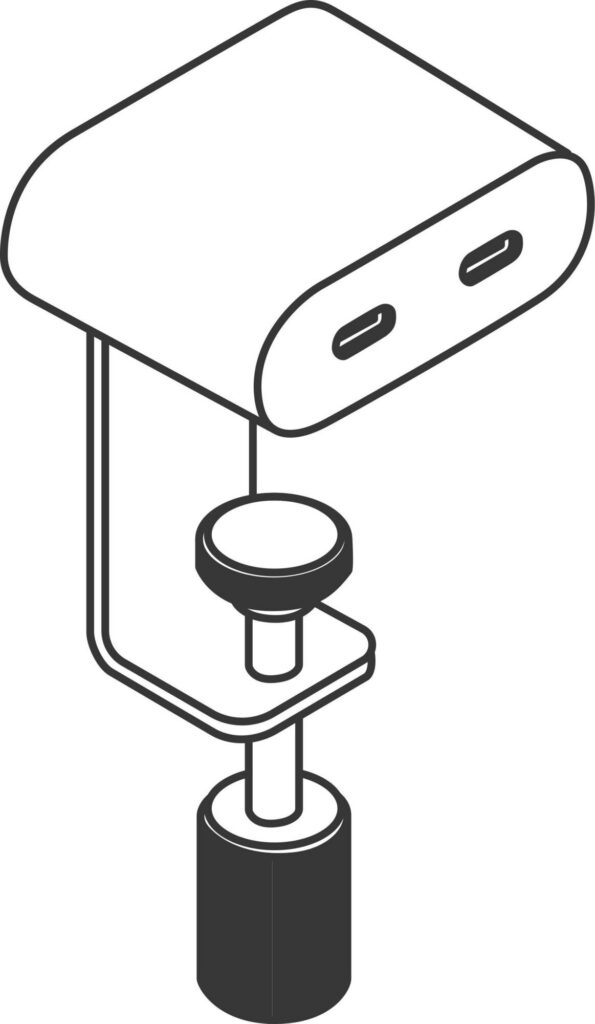 A line drawing - Ello Mini Power Access | Surface Clamp