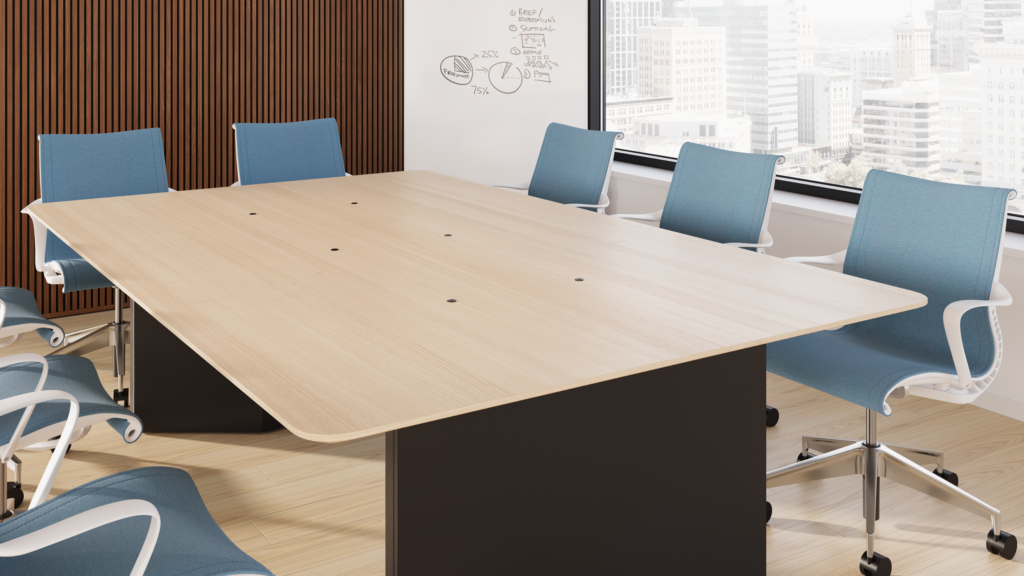 Ello Micro Vine Power in a Headway Conference Table with Setu Chairs.