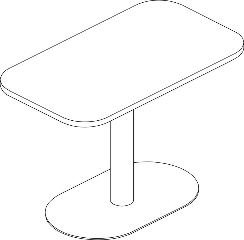 A line drawing - Headway Café Table–Soft Rectangular