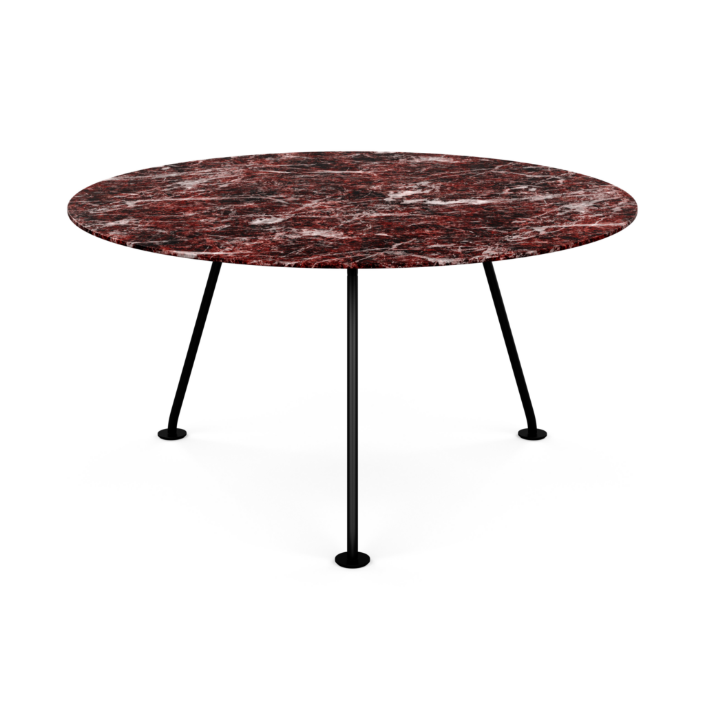Grasshopper Dining Table - Round, 54", Satin Rosso Rubino, Black"