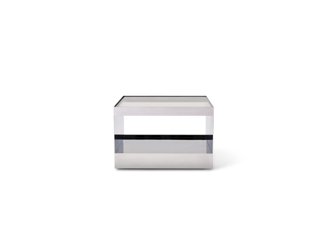 D Urso Occasional Tables - small, stainless steel, clear glass