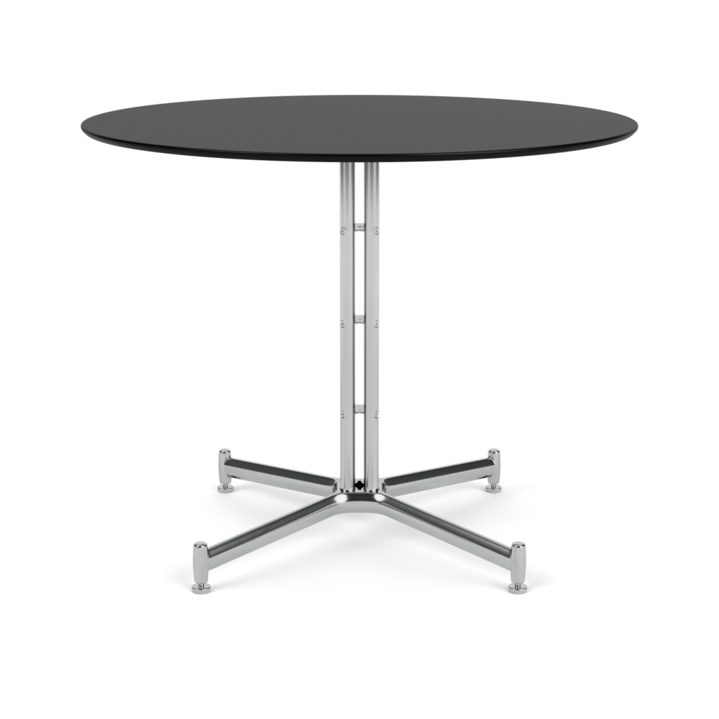Iquo Table 36 Black Laminate Top Polished Aluminum base front