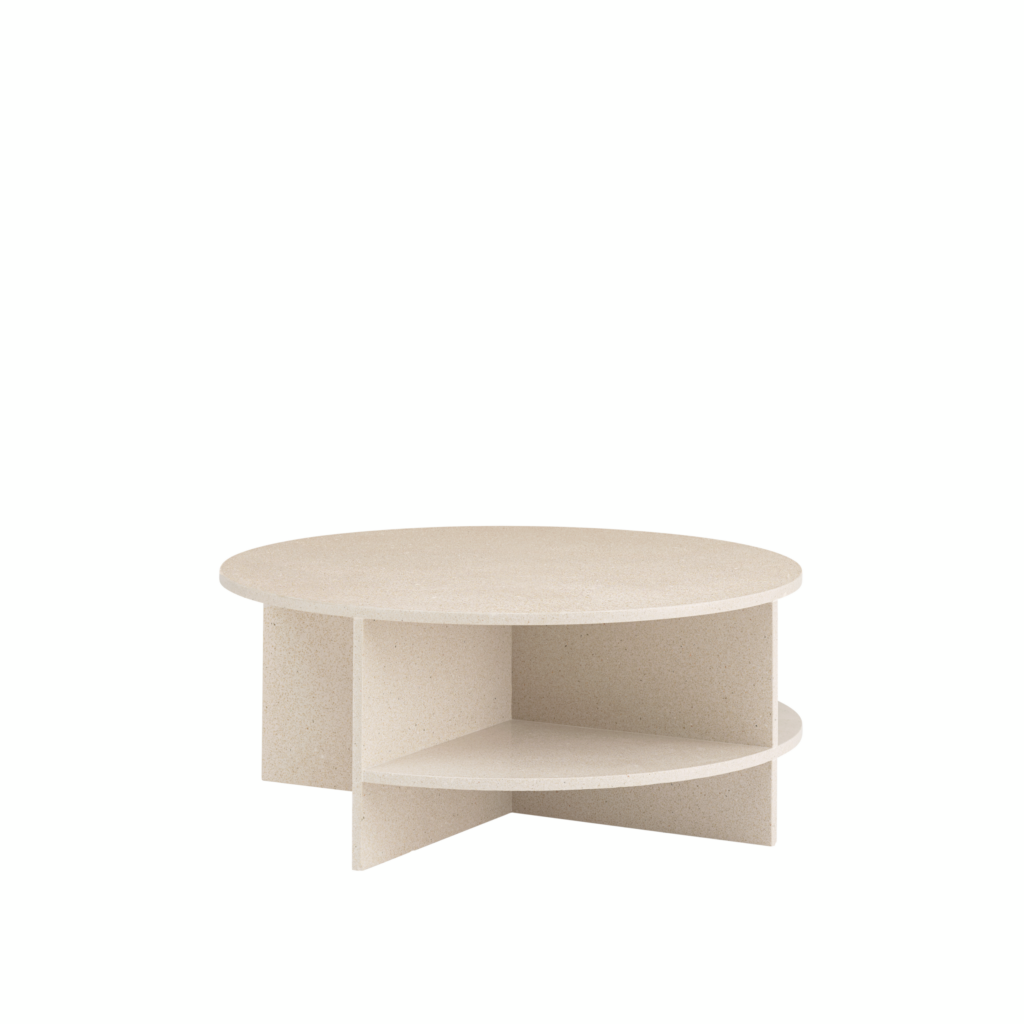 Halves Coffee Table in Light Taupe viewed from Angle