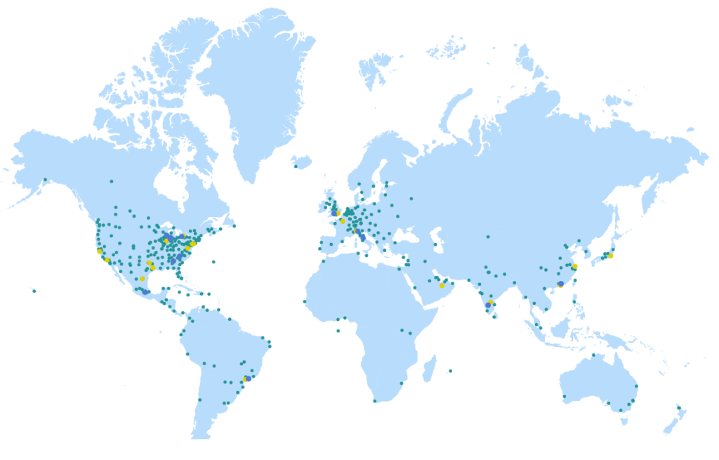 Map of the MillerKnoll Certified Dealer Network