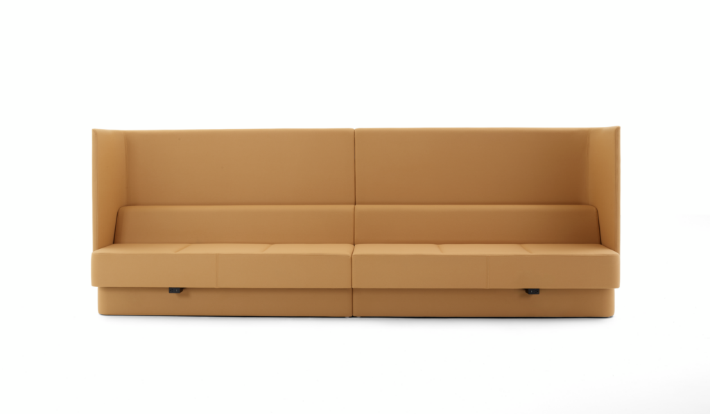 Pullman modular, two 3-seat modules, front on view with US power.