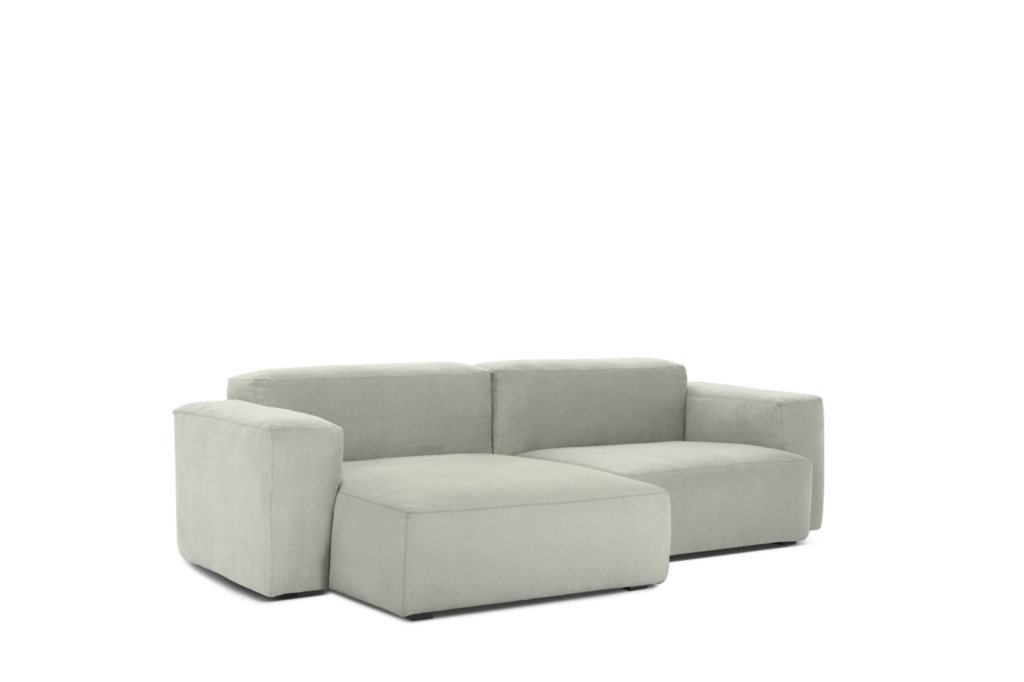 A front angled view of a Mags Soft 2-seat Low Sectional Chaise.
