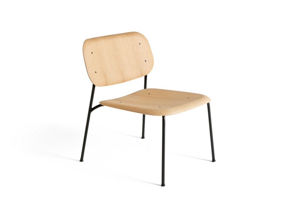 An oak Soft Edge Lounge Chair.