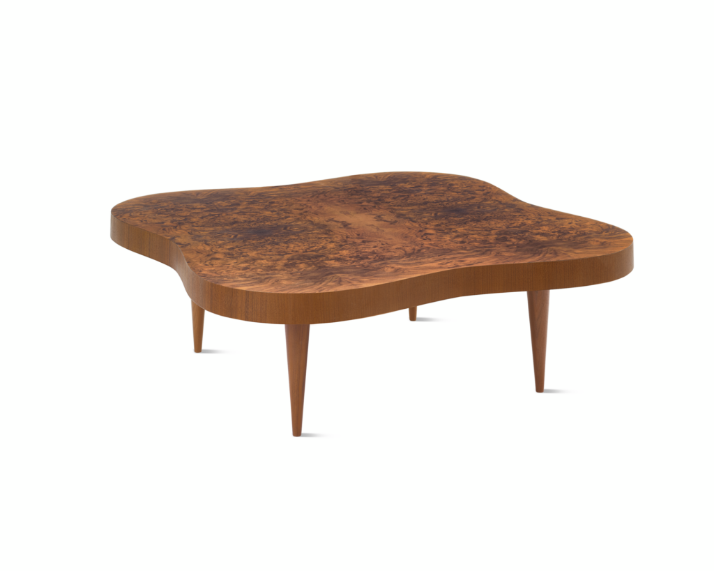 Rohde Paldao coffee table in walnut burl front view