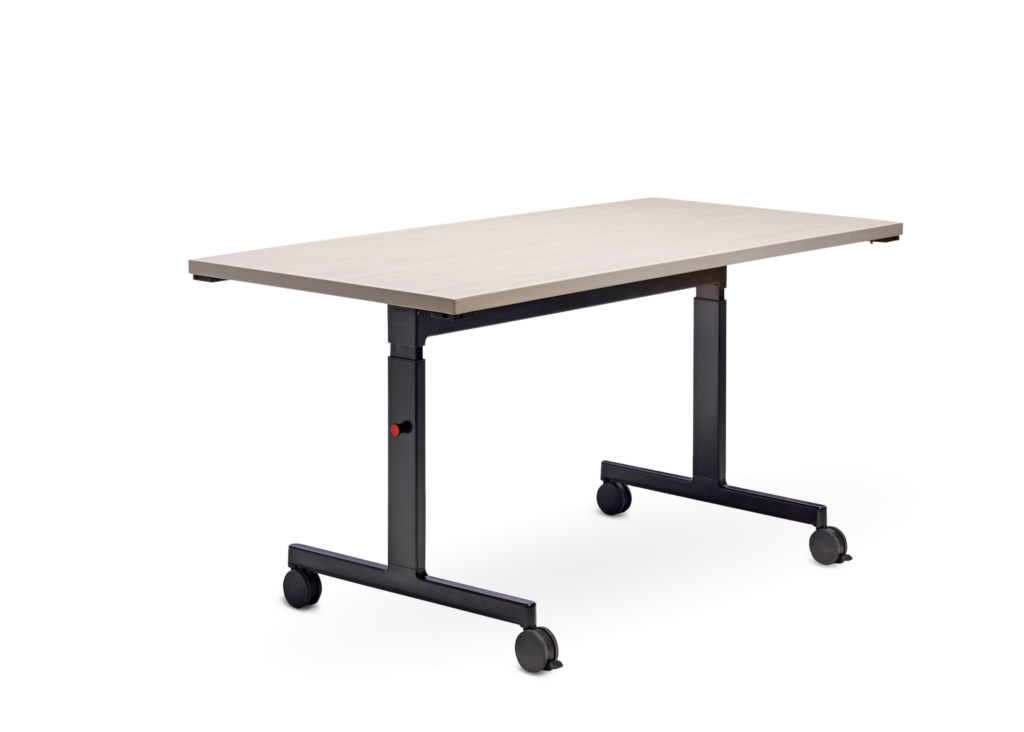 Pixel T-Leg Height Adjustable black leg whitened ash laminate top folkstone urethane edgeband