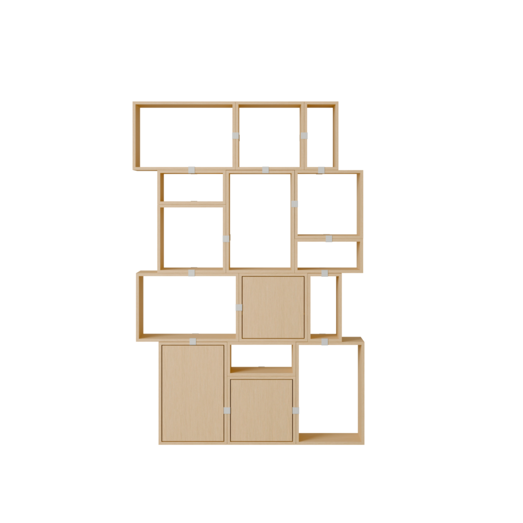 Stacked Storage Bookcase - Configuration 2, Oak, No Base