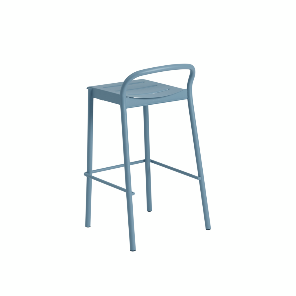 Linear steel bar stool h75 pale blue angle Muuto