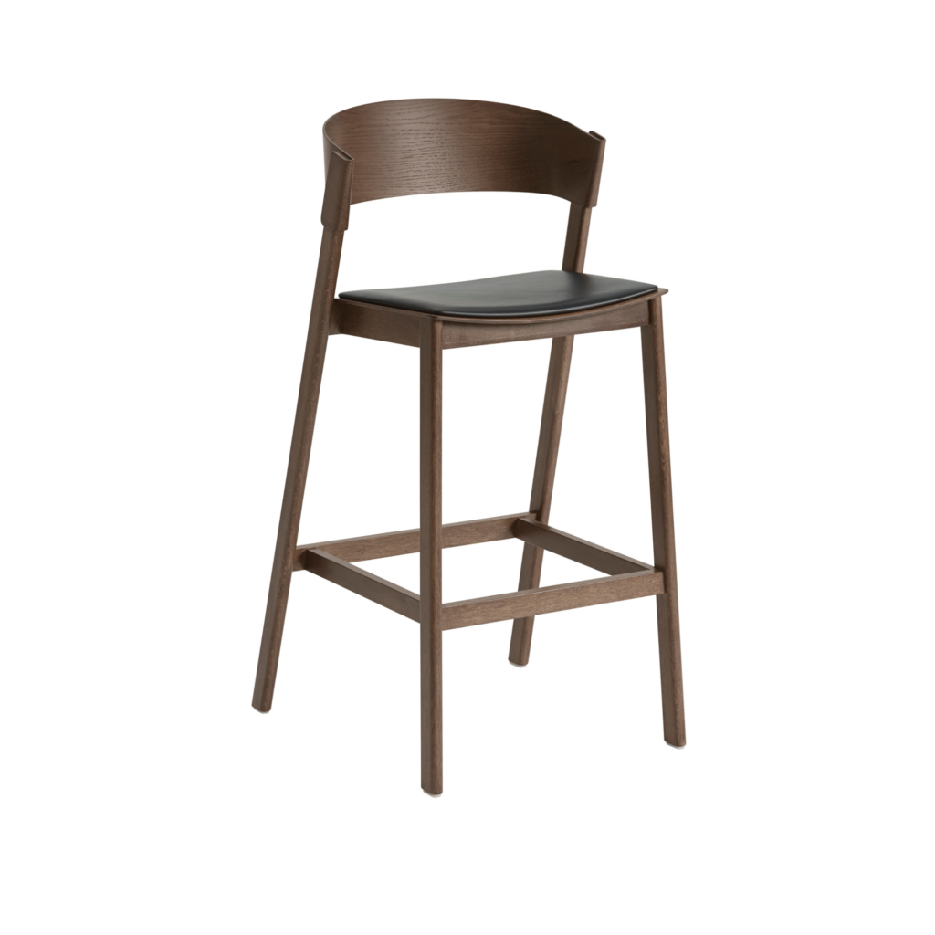 Cover bar stool 75 stained dark brown refine leather black Muuto 6192x6192 org